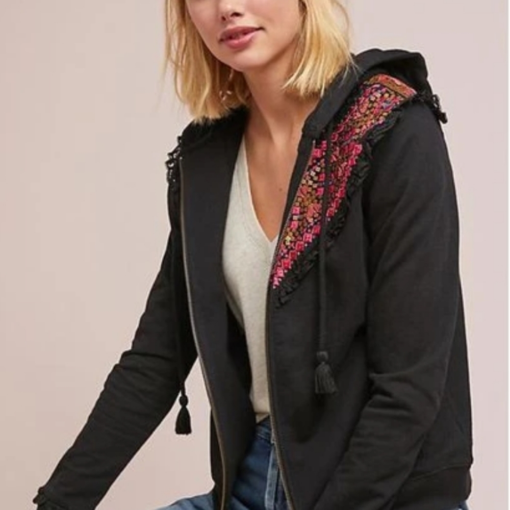 Anthropologie Akemi + Kin Embroidered Terry Hoodie - Picture 3 of 8